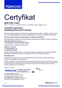 Certyfikat EN 14399